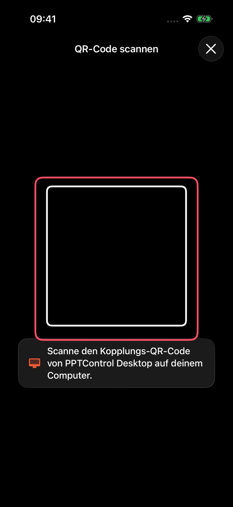 2. Erlaube bei Nachfrage den Kamerazugriff und richte den Rahmen auf den Code am Computer.
