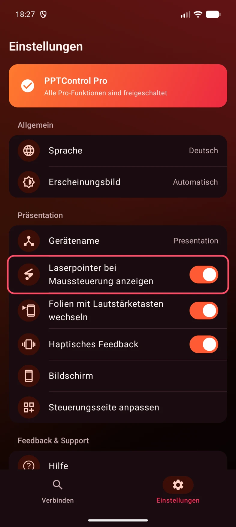 Aktiviere in den PPTControl-Einstellungen Laserpointer bei Maussteuerung anzeigen.