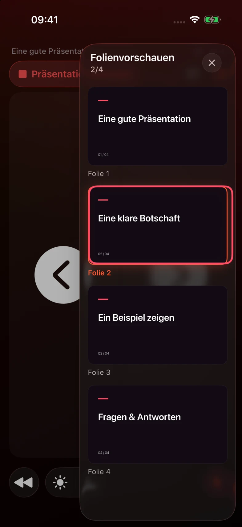 2. Tippe ein Vorschaubild an, um die Folie am Computer anzuzeigen.