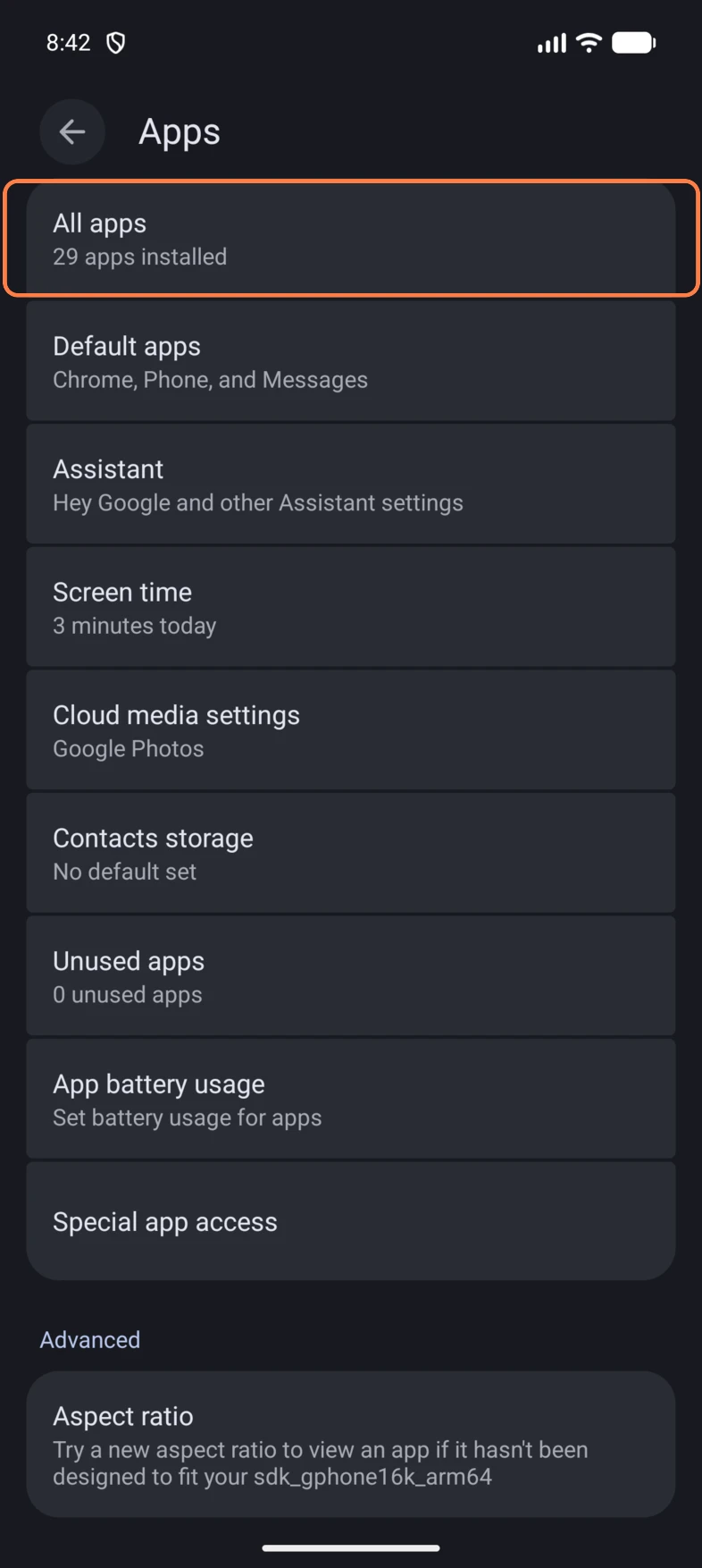 Tap All apps to show the installed apps.