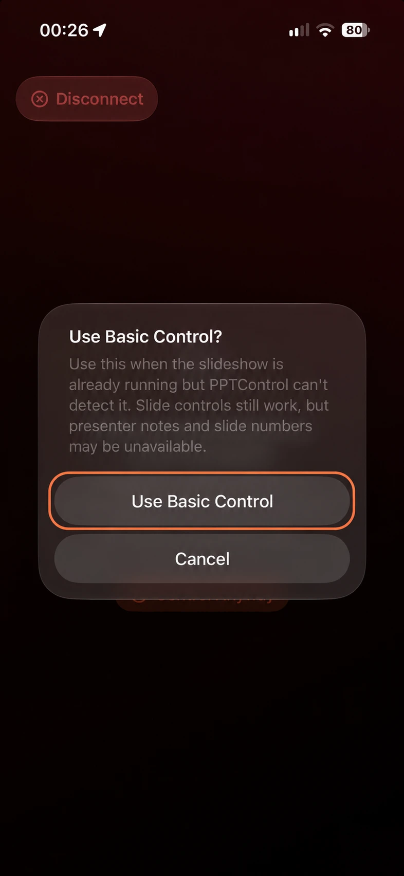 2. Confirm with Use Basic Control.