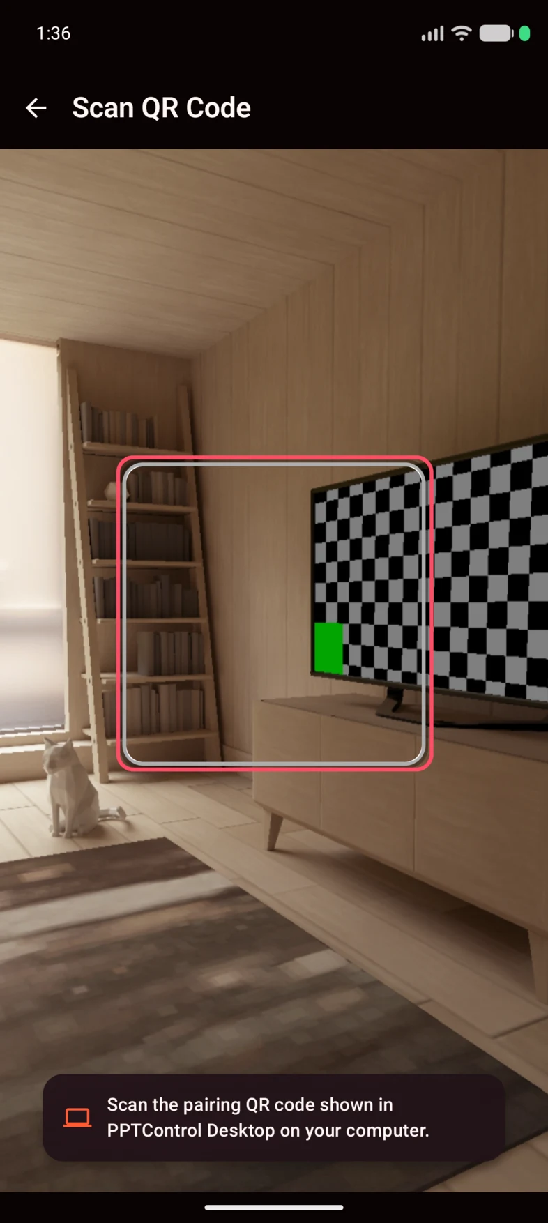 2. Point the scanning frame at the code on your own computer.